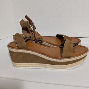 Gianni Bini Brown Leather Espadrille Sandals Size Women's 9.5